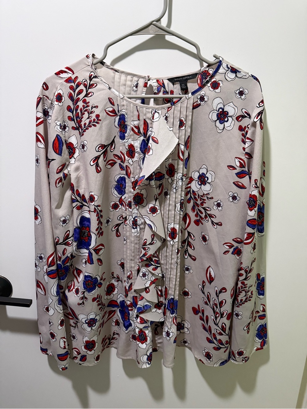Banana Republic Floral Ruffle Front Blouse